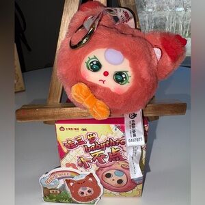 🐻 Baby Three Angry Fox Plush Keychain – Kawaii Blind Box Collector Charm